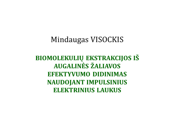 Viešas Mindaugo VISOCKIO disertacijos gynimas